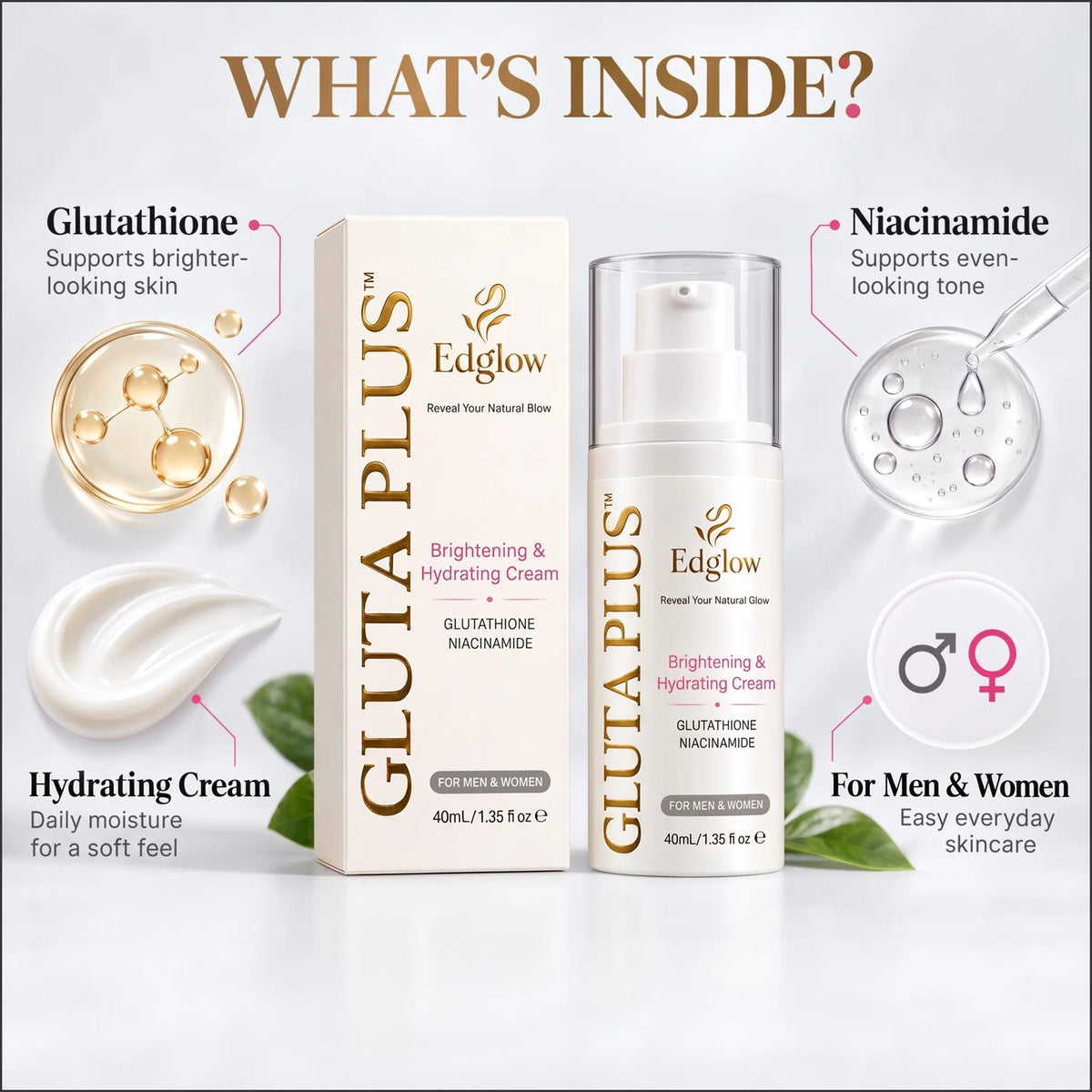 Gluta Plus Brightening & Hydrating Cream — Edglow Skincare